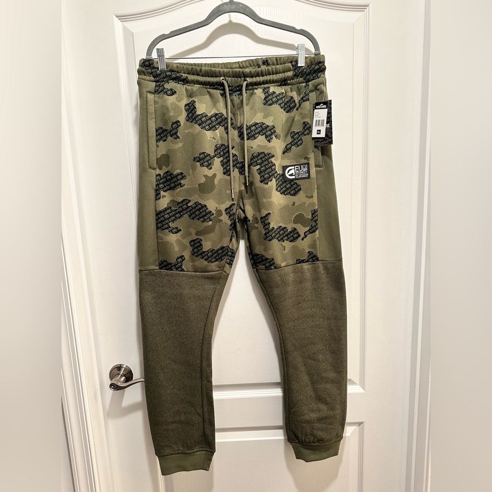ECHO Unlimited Green& Black Men’s Sweatpants Activewear Joggers, Size: XL